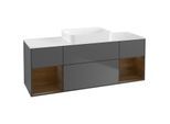 Villeroy und Boch Finion Waschtischunterschrank G741GNGK 160x60,3x50,1cm, Regale Walnut veneer, Anthracite matt