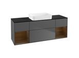 Villeroy und Boch Finion Waschtischunterschrank G742GNGK 160x60,3x50,1cm, Regale Walnut veneer, Anthracite matt