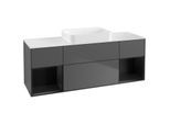 Villeroy und Boch Finion Waschtischunterschrank G741PDGK 160x60,3x50,1cm, Regale Black matt lacquer, Anthracite matt