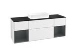 Villeroy und Boch Finion Waschtischunterschrank F742HGGF 160x60,3x50,1cm, Regale Midnight matt lacquer, Glossy white lacquer