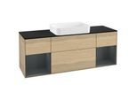 Villeroy und Boch Finion Waschtischunterschrank G742HGPC 160x60,3x50,1cm, Regale Midnight matt lacquer, Oak Veneer
