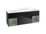Villeroy und Boch Finion Waschtischunterschrank F741GMPD 160x60,3x50,1cm, Regale Olive matt lacquer, Black matt lacquer