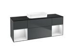 Villeroy und Boch Finion Waschtischunterschrank F742MTHG 160x60,3x50,1cm, Regale White matt lacquer, Midnight Blue Matt Lacquer