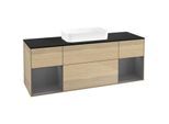 Villeroy und Boch Finion Waschtischunterschrank F742GKPC 160x60,3x50,1cm, Regale Anthracite matt lacquer, Oak Veneer