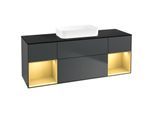Villeroy und Boch Finion Waschtischunterschrank F742HFHG 160x60,3x50,1cm, Regale Gold matt lacquer, Midnight Blue Matt Lacquer