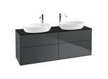 Villeroy und Boch Finion Waschtischunterschrank F96200HG 160x60,3cm, Abdeckplatte black matt, Midnight Blue Matt Lacquer