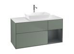 Villeroy und Boch Finion Waschtischunterschrank G831HGGM 120cm, Abdeckplatte white matt, Emotion, Regale Midnight matt lacquer, Olive Matt Lacquer