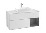 Villeroy und Boch Finion Waschtischunterschrank F831GKMT 120cm, Abdeckplatte white matt, Regale Anthracite matt lacquer, White matt lacquer