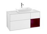 Villeroy und Boch Finion Waschtischunterschrank F831HBGF 120cm, Abdeckplatte white matt, Regale Peony matt lacquer, Glossy white lacquer