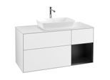 Villeroy und Boch Finion Waschtischunterschrank F831PDGF 120cm, Abdeckplatte white matt, Regale Black matt lacquer, Glossy white lacquer