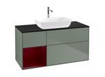 Villeroy und Boch Finion Waschtischunterschrank G822HBGM 120cm, Abdeckplatte black matt, Emotion, Regale Peony matt lacquer, Olive Matt Lacquer
