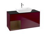 Villeroy und Boch Finion Waschtischunterschrank G822GNHB 120cm, Abdeckplatte black matt, Emotion, Regale Walnut Veneer, Peony Matt