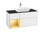 Villeroy und Boch Finion Waschtischunterschrank G822HFGF 120cm, Abdeckplatte black matt, Emotion, Regale Gold matt lacquer, Glossy white lacquer