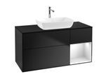 Villeroy und Boch Finion Waschtischunterschrank F832MTPD 120cm, Abdeckplatte black matt, Regale White matt lacquer, Black matt lacquer