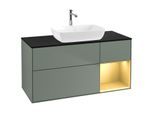 Villeroy und Boch Finion Waschtischunterschrank F832HFGM 120cm, Abdeckplatte black matt, Regale Gold matt lacquer, Olive Matt Lacquer