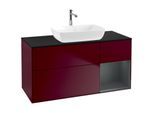 Villeroy und Boch Finion Waschtischunterschrank F832HGHB 120cm, Abdeckplatte black matt, Regale Midnight matt lacquer, Peony Matt