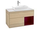 Villeroy und Boch Finion Waschtischunterschrank G781HBPC 100cm, Abdeckplatte white matt, Emotion, Regale Peony matt lacquer, Oak Veneer