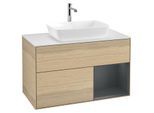 Villeroy und Boch Finion Waschtischunterschrank G781HGPC 100cm, Abdeckplatte white matt, Emotion, Regale Midnight matt lacquer, Oak Veneer