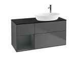 Villeroy und Boch Finion Waschtischunterschrank F922HGGK 120cm, Abdeckplatte black matt, Regale Midnight matt lacquer, Anthracite matt