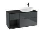 Villeroy und Boch Finion Waschtischunterschrank F922PDHG 120cm, Abdeckplatte black matt, Regale Black matt lacquer, Midnight Blue Matt Lacquer
