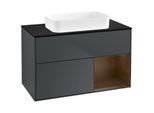 Villeroy und Boch Finion Waschtischunterschrank G662GNHG 100x60,3x50,1cm, Regal rechts Walnut veneer, Midnight Blue Matt Lacquer