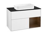Villeroy und Boch Finion Waschtischunterschrank G662GNGF 100x60,3x50,1cm, Regal rechts Walnut veneer, Glossy white lacquer