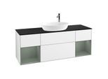 Villeroy und Boch Finion Waschtischunterschrank G982GMGF 160cm, Abdeckplatte black matt, Emotion, Regale Olive matt lacquer, Glossy white lacquer