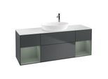 Villeroy und Boch Finion Waschtischunterschrank G981GMHG 160cm, Abdeckplatte white matt, Emotion, Regale Olive matt lacquer, Midnight Blue Matt Lacquer