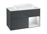 Villeroy und Boch Finion Waschtischunterschrank G661MTHG 100x60,3x50,1cm, Regal rechts White matt lacquer, Midnight Blue Matt Lacquer