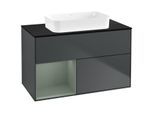 Villeroy und Boch Finion Waschtischunterschrank G652GMHG 100x60,3x50,1cm, Regal links Olive Matt Lacquer, Midnight Blue Matt Lacquer