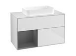 Villeroy und Boch Finion Waschtischunterschrank G651GKMT 100x60,3x50,1cm, Regal links Anthracite matt, White matt lacquer
