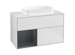 Villeroy und Boch Finion Waschtischunterschrank G651HGMT 100x60,3x50,1cm, Regal links Midnight Blue Matt Lacquer, White matt lacquer