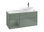 Villeroy und Boch Finion Waschtischunterschrank G921GMGM 120cm, Abdeckplatte white matt, Emotion, Regale Olive matt lacquer, Olive Matt Lacquer