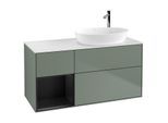 Villeroy und Boch Finion Waschtischunterschrank G921PDGM 120cm, Abdeckplatte white matt, Emotion, Regale Black matt lacquer, Olive Matt Lacquer