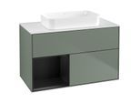 Villeroy und Boch Finion Waschtischunterschrank G651PDGM 100x60,3x50,1cm, Regal links Black matt lacquer, Olive Matt Lacquer