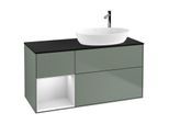 Villeroy und Boch Finion Waschtischunterschrank G922MTGM 120cm, Abdeckplatte black matt, Emotion, Regale White matt lacquer, Olive Matt Lacquer