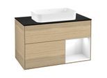 Villeroy und Boch Finion Waschtischunterschrank F662GFPC 100x60,3x50,1cm, Regal rechts Glossy white lacquer, Oak Veneer