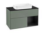 Villeroy und Boch Finion Waschtischunterschrank F662PDGM 100x60,3x50,1cm, Regal rechts Black matt lacquer, Olive Matt Lacquer