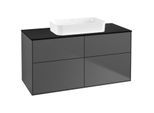 Villeroy und Boch Finion Waschtischunterschrank F67200GK 120x60,3x50,1cm, Glass Black Matt, Anthracite matt
