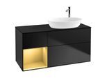 Villeroy und Boch Finion Waschtischunterschrank G922HFPD 120cm, Abdeckplatte black matt, Emotion, Regale Gold matt lacquer, Black matt lacquer