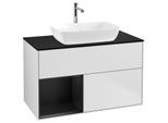 Villeroy und Boch Finion Waschtischunterschrank F772PDMT 100cm, Abdeckplatte black matt, Regale Black matt lacquer, White matt lacquer
