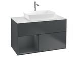 Villeroy und Boch Finion Waschtischunterschrank F771HGHG 100cm, Abdeckplatte white matt, Regale Midnight matt lacquer, Midnight Blue Matt Lacquer