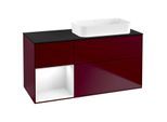 Villeroy und Boch Finion Waschtischunterschrank F682GFHB 120x60,3x50,1cm, Regal links Glossy white lacquer, Peony Matt