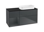 Villeroy und Boch Finion Waschtischunterschrank F682HGHG 120x60,3x50,1cm, Regal links Midnight Blue Matt Lacquer, Midnight Blue Matt Lacquer