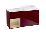 Villeroy und Boch Finion Waschtischunterschrank F681PCHB 120x60,3x50,1cm, Regal links Oak Veneer, Peony Matt