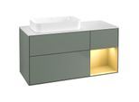 Villeroy und Boch Finion Waschtischunterschrank F691HFGM 120x60,3x50,1cm, Regal rechts Gold matt, Olive Matt Lacquer
