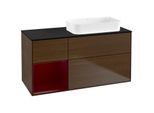 Villeroy und Boch Finion Waschtischunterschrank G682HBGN 120x60,3x50,1cm, Regal links Peony, Walnut veneer