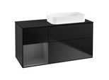 Villeroy und Boch Finion Waschtischunterschrank G682GKPD 120x60,3x50,1cm, Regal links Anthracite matt, Black matt lacquer