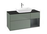 Villeroy und Boch Finion Waschtischunterschrank G832HGGM 120cm, Abdeckplatte black matt, Emotion, Regale Midnight matt lacquer, Olive Matt Lacquer