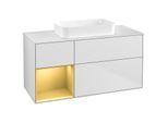 Villeroy und Boch Finion Waschtischunterschrank G701HFMT 120x60,3x50,1cm, Regal rechts Gold matt, White matt lacquer